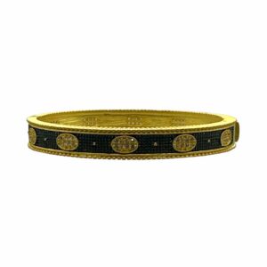 Freida Rothman 14K Matte Gold & Black Rhodium Oval Eternity Hinged Bangle