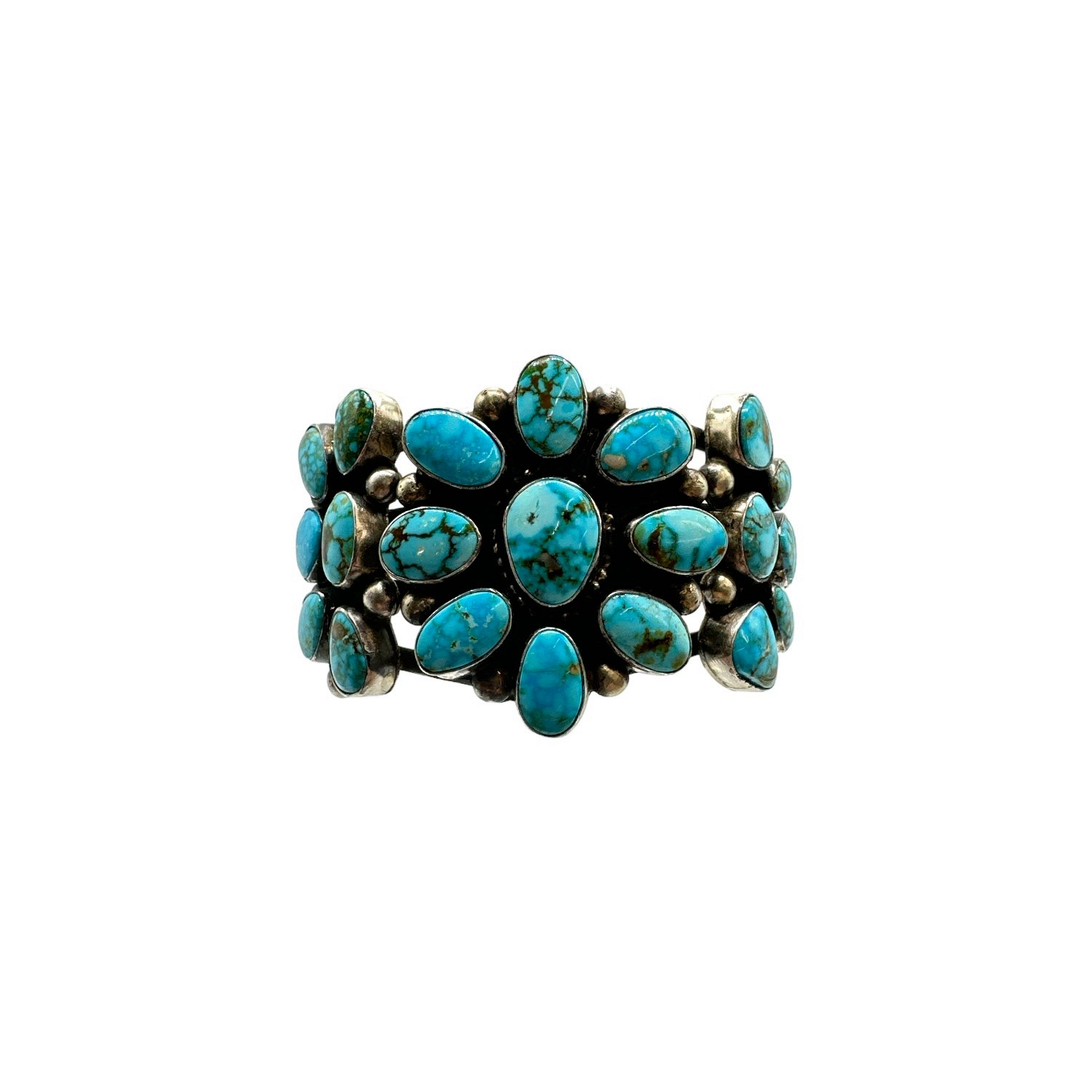 Kathleen Livingston Sterling Silver & Turquoise Quad-Shank Cuff Bracelet