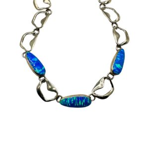 Sterling Silver & Opal Link Necklace