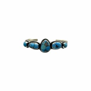 P. Livingston Sterling Silver & Turquoise Thin Cuff Bracelet