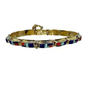 Rick Tolino 14K Yellow Gold & Multi-Stone Channel Inlay Link Bracelet