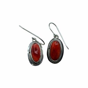 Sterling Silver & Spiny Oyster Dangle Earrings