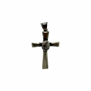Chimney Butte Sterling Silver & White Buffalo Sandcast Cross Pendant