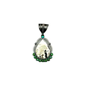 Sterling Silver, White Buffalo, & Turquoise Pendant