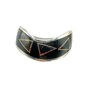 Studio GL Heavy Gauge Sterling Silver, Onyx, & Opal Inlay Cuff Bracelet