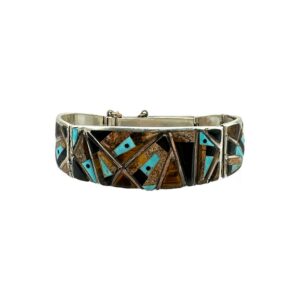 Studio GL Sterling Silver & Multi Stone Inlay Link Bracelet