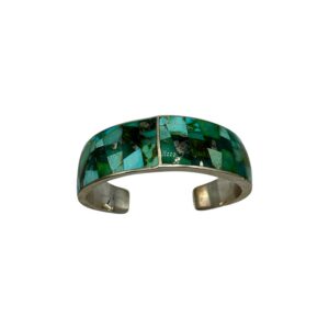 Studio GL Heavy Gauge Sterling Silver & Turquoise Inlay Cuff Bracelet