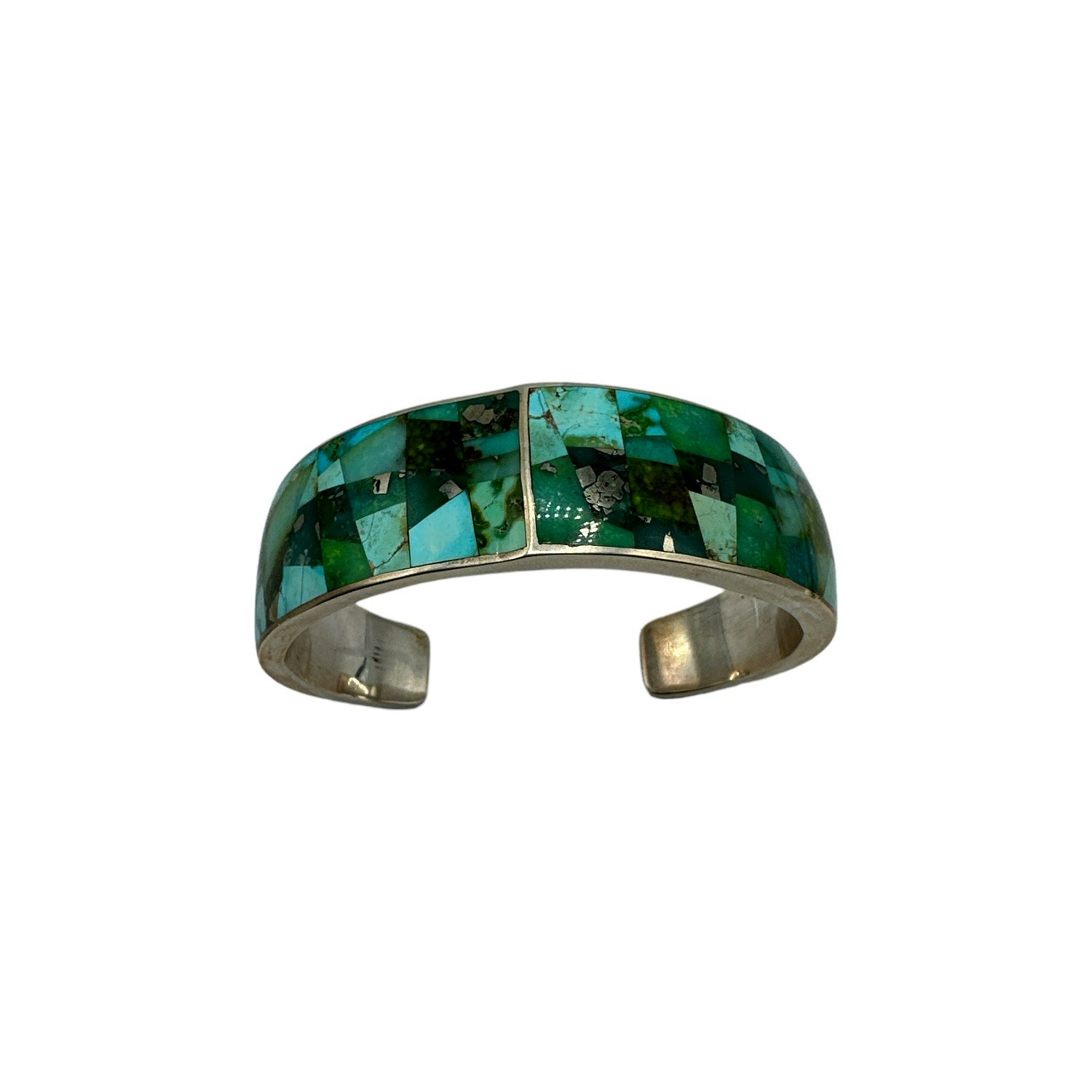 Studio GL Heavy Gauge Sterling Silver & Turquoise Inlay Cuff Bracelet