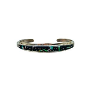 A Touch Of Santa Fe Sterling Silver Multi-Stone Inlay Cuff Bracelet