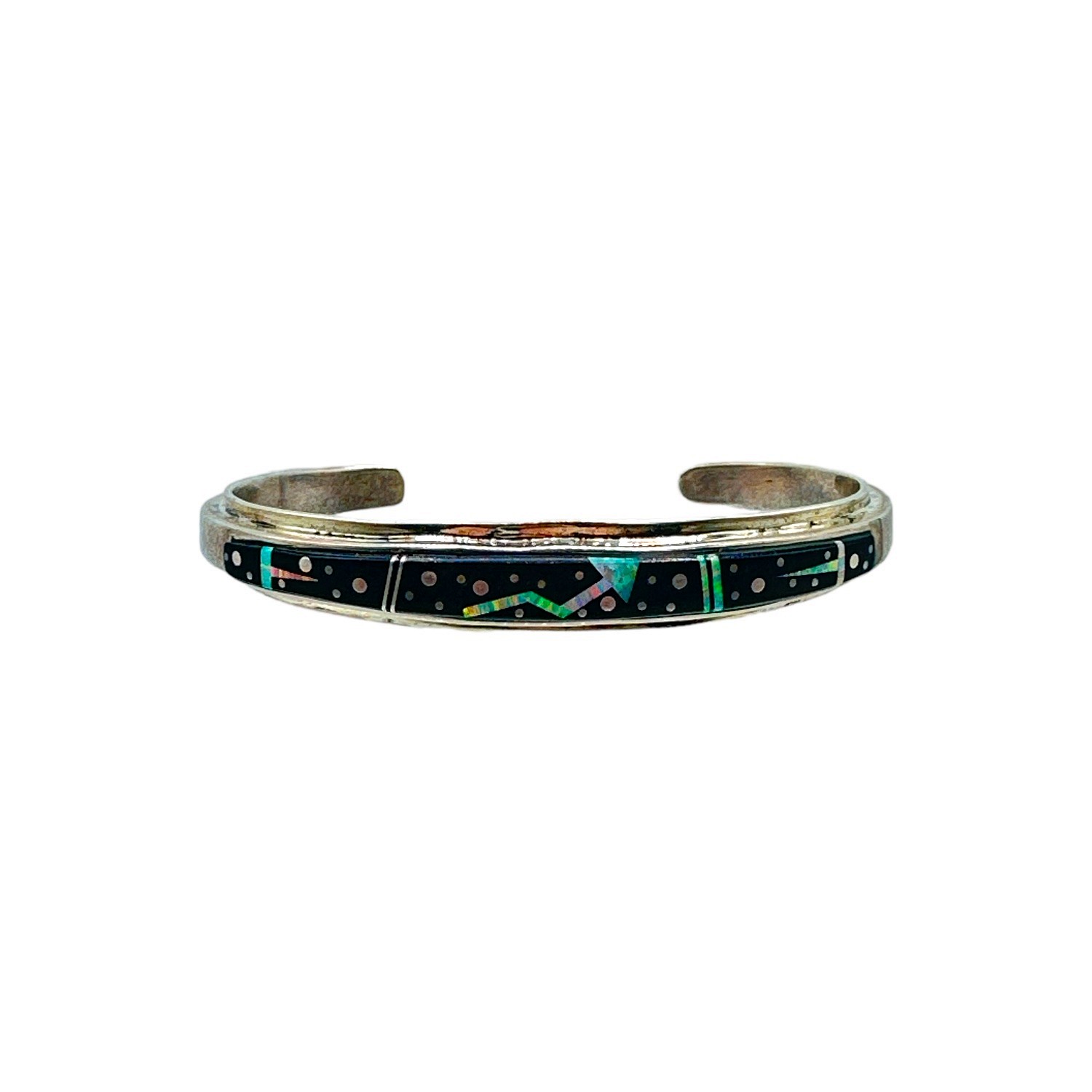 A Touch Of Santa Fe Sterling Silver Multi-Stone Inlay Cuff Bracelet
