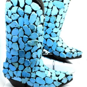 Turquoise stone cowboy boots — gallery art piece, Sunrise Jewelry & Gallery