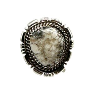 Sterling Silver & White Buffalo Split Shank Ring