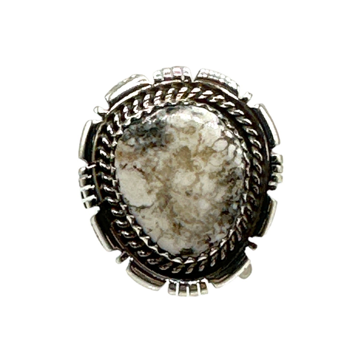 Sterling Silver & White Buffalo Split Shank Ring