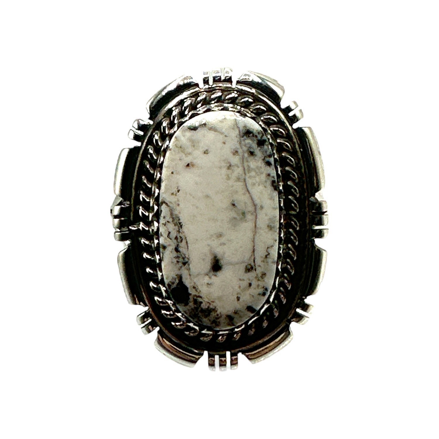 Sterling Silver & White Buffalo Split Shank Ring