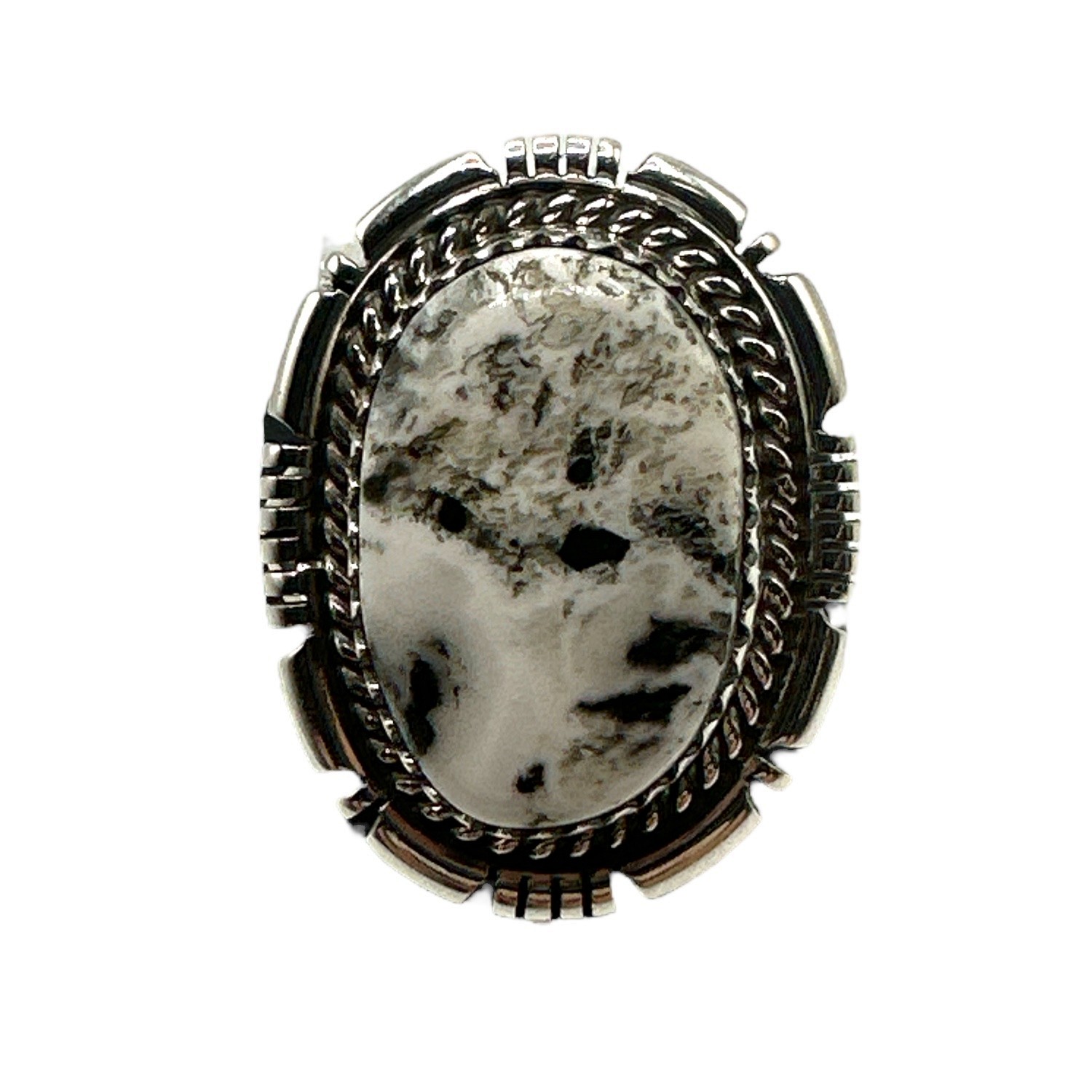 Sterling Silver & White Buffalo Split Shank Ring