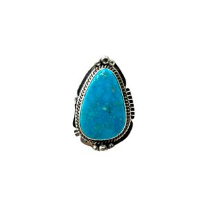 Sterling Silver & Kingman Turquoise Split-Shank Ring - Sz. 8