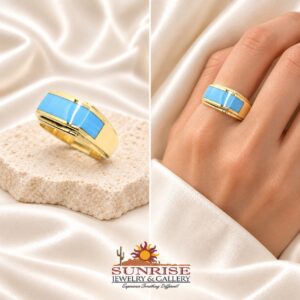 Studio GL Miller 14K Yellow Gold & Sleeping Beauty Turquoise Inlay Ring