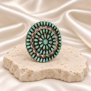 Zuni Sterling Silver & Blue Moon Turquoise Petit Point Belt Buckle