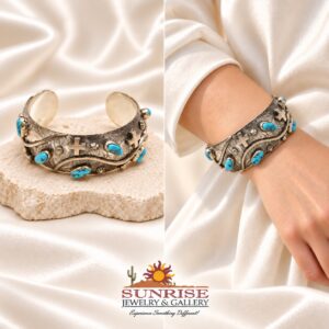 Sterling Silver & Kingman Turquoise Wide Cuff Bracelet