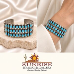 Sterling Silver & Kingman Turquoise Wide Cuff Bracelet