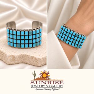 Sterling Silver & Sleeping Beauty Turquoise Wide Cuff Bracelet