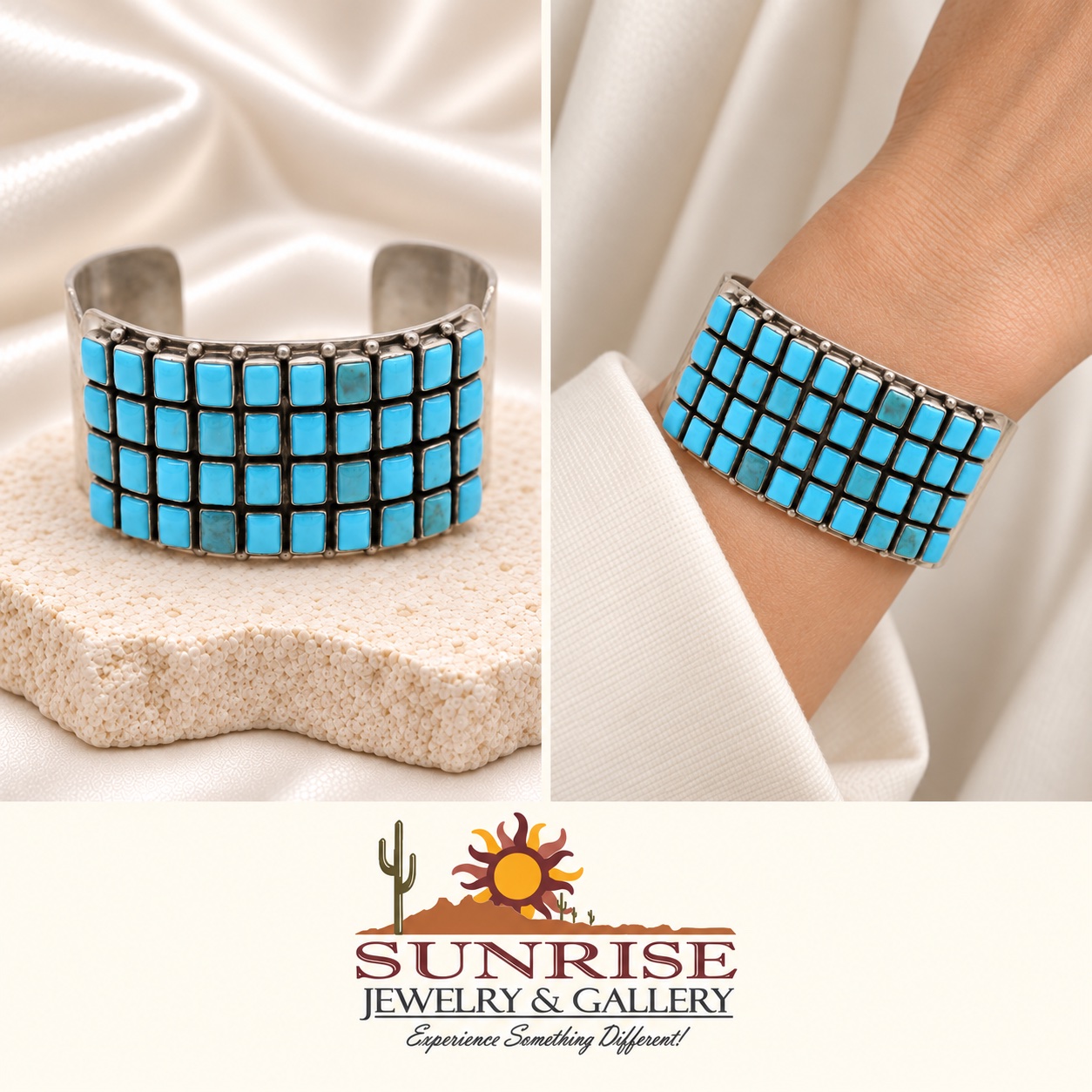 Sterling Silver & Sleeping Beauty Turquoise Wide Cuff Bracelet