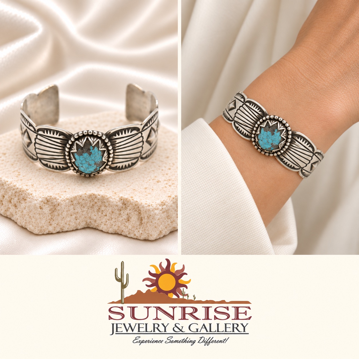 Sterling Silver & Kingman Turquoise Cuff Bracelet