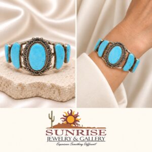 Sterling Silver & Sleeping Beauty Turquoise Tri-Shank Bracelet