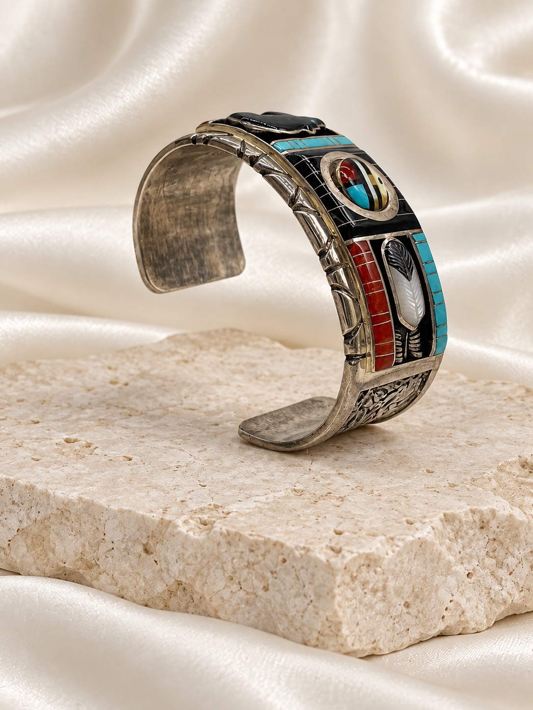Zuni Sun Face Sterling Silver Cuff Bracelet