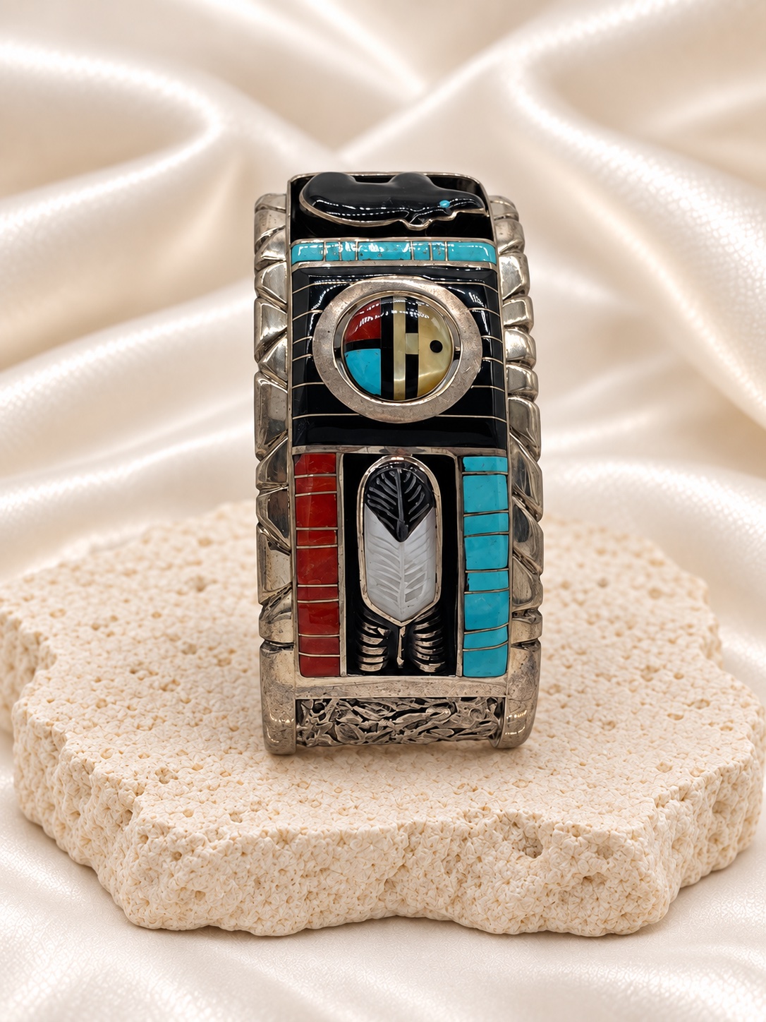 Zuni Sun Face Sterling Silver Cuff Bracelet