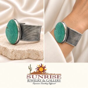 Navajo Sterling Silver & Carico Lake Turquoise Wide Cuff Bracelet