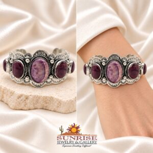 Purple Spiny Oyster Shell And Sterling Silver Cuff Bracelet