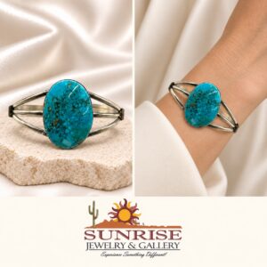 D. Skeets Sterling Silver & Turquoise Tri-Shank Cuff Bracelet