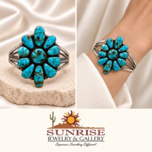 Sterling Silver & Turquoise Quad-Shank Cuff Bracelet