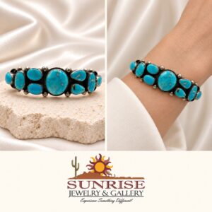 Kathleen Chavez Sterling Silver & Turquoise Split Shank Cuff Bracelet