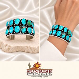 Bobby Johnson Sterling Silver & Kingman Turquoise Cuff Bracelet