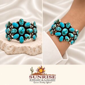 Kathleen Livingston Sterling Silver & Turquoise Quad-Shank Cuff Bracelet