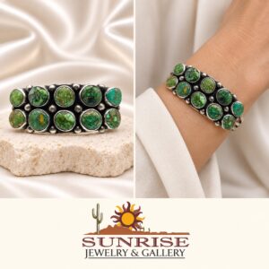 Kathleen Livingston Sterling Silver & Turquoise Tri-Shank Cuff Bracelet