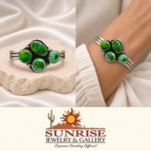 B. Johnson Sterling Silver & Turquoise Tri-Shank Cuff Bracelet