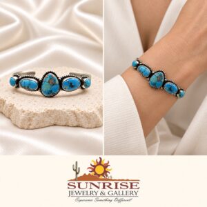 P. Livingston Sterling Silver & Turquoise Thin Cuff Bracelet