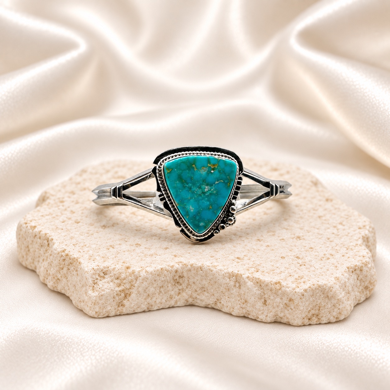 Sterling Silver & Fox Turquoise Split Shank Cuff Bracelet