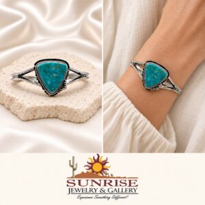 Sterling Silver & Fox Turquoise Split Shank Cuff Bracelet