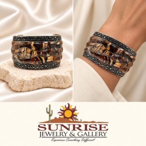 Sterling Silver & Mammoth Tusk Wide Cuff Bracelet