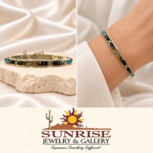 A Touch of Santa Fe Sterling Silver Multi-Stone Inlay Link Bracelet