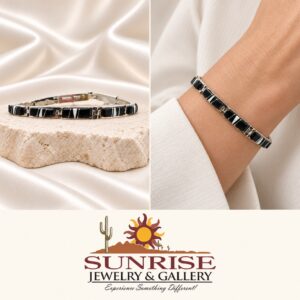 A Touch of Santa Fe Sterling Silver & Multi-Stone Inlay Link Bracelet