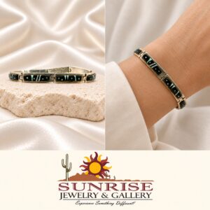 A Touch of Santa Fe Sterling Silver & Multi-Stone Inlay Link Bracelet