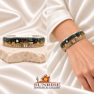 Fred Begay Sterling Silver Multi-Stone Inlay Cuff Bracelet
