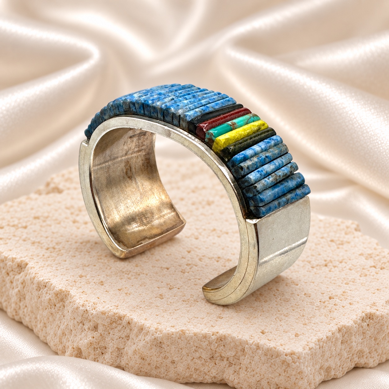 Southwestern Sterling Silver Multi-Stone Cuff Bracelet