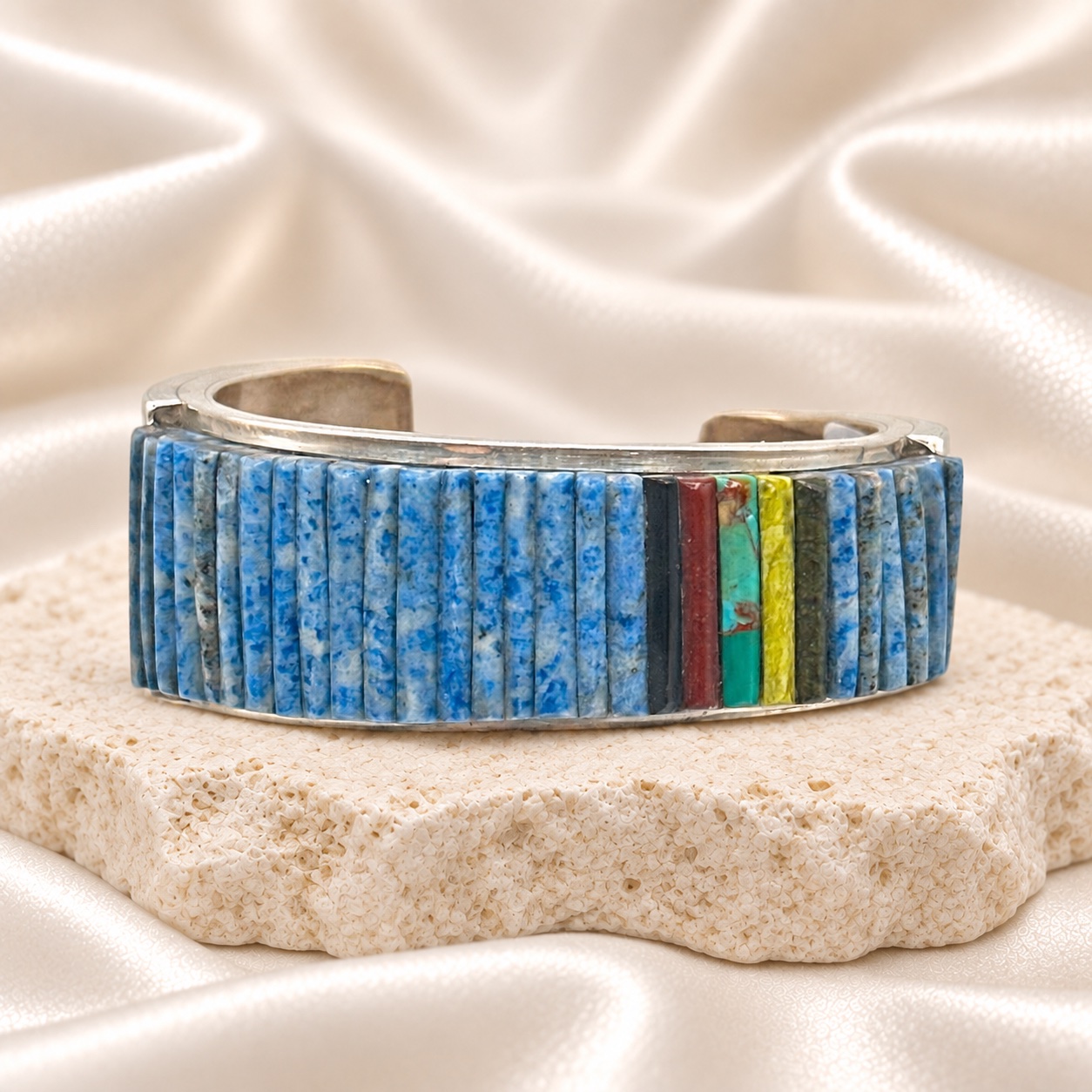 Southwestern Sterling Silver Multi-Stone Cuff Bracelet
