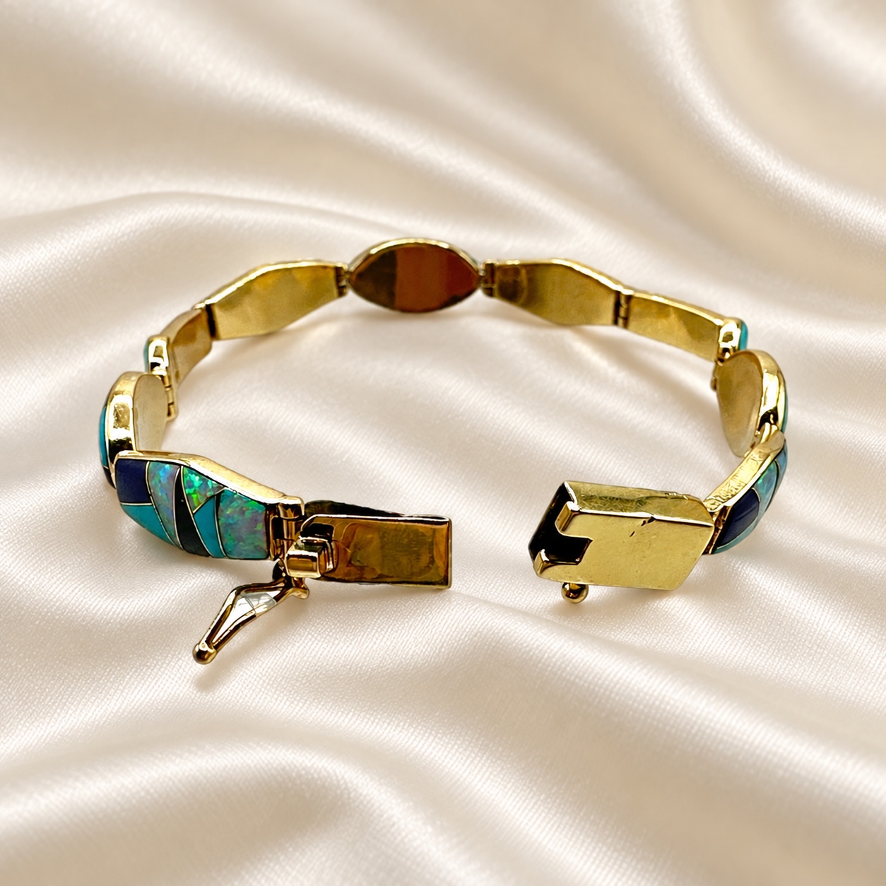 14K Yellow Gold & Multi-Stone Channel Inlay Link Bracelet